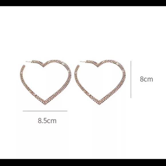 New Big Heart Diamond Hoop Earrings - Picture 5 of 5